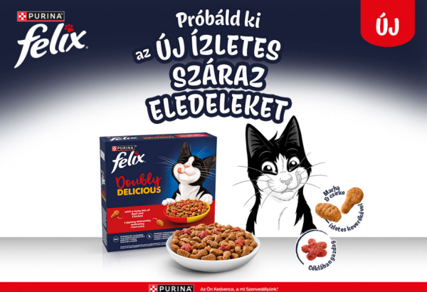 Megérkeztek a FELIX Doubly Delicious száraz macskaeledelek: kétszeres finomság minden falatban