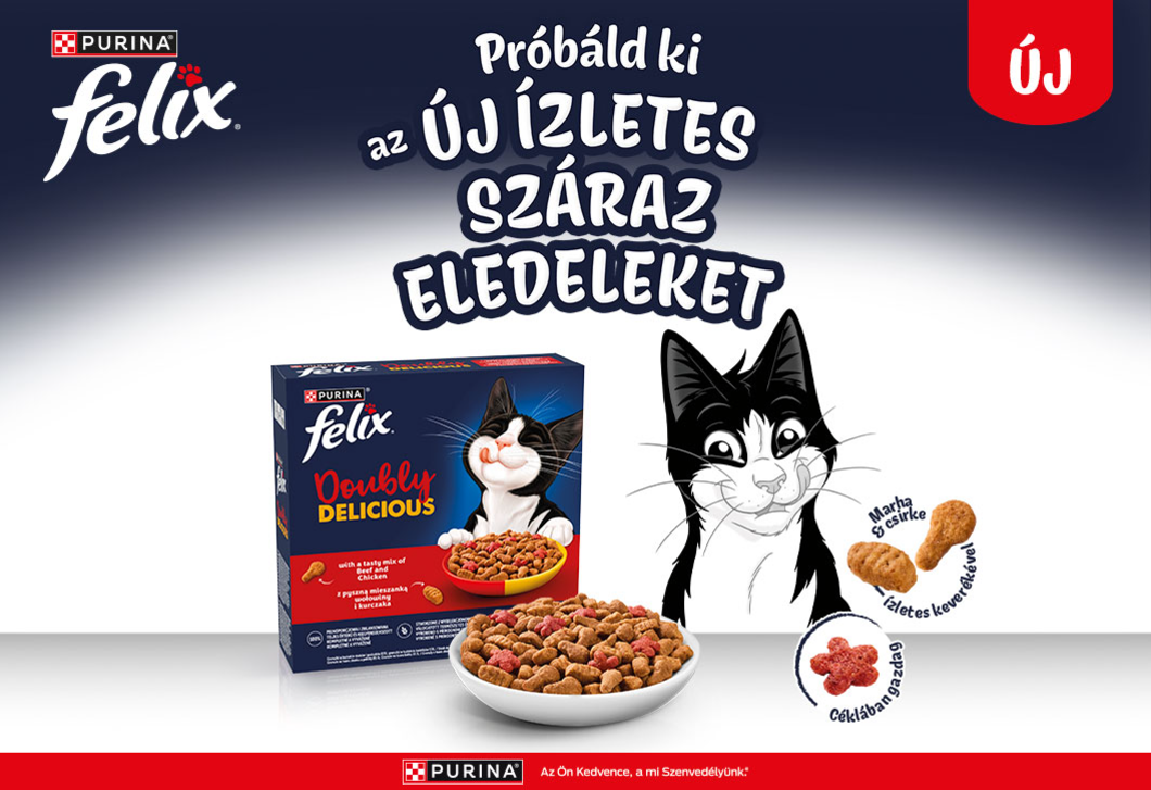 Megérkeztek a FELIX Doubly Delicious száraz macskaeledelek: kétszeres finomság minden falatban