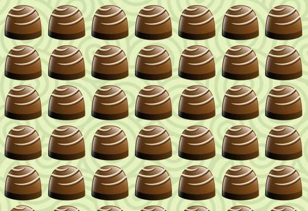 Elképesztő a látásod, ha 3 másodperc alatt kiszúrod a kakukktojást a csokik között