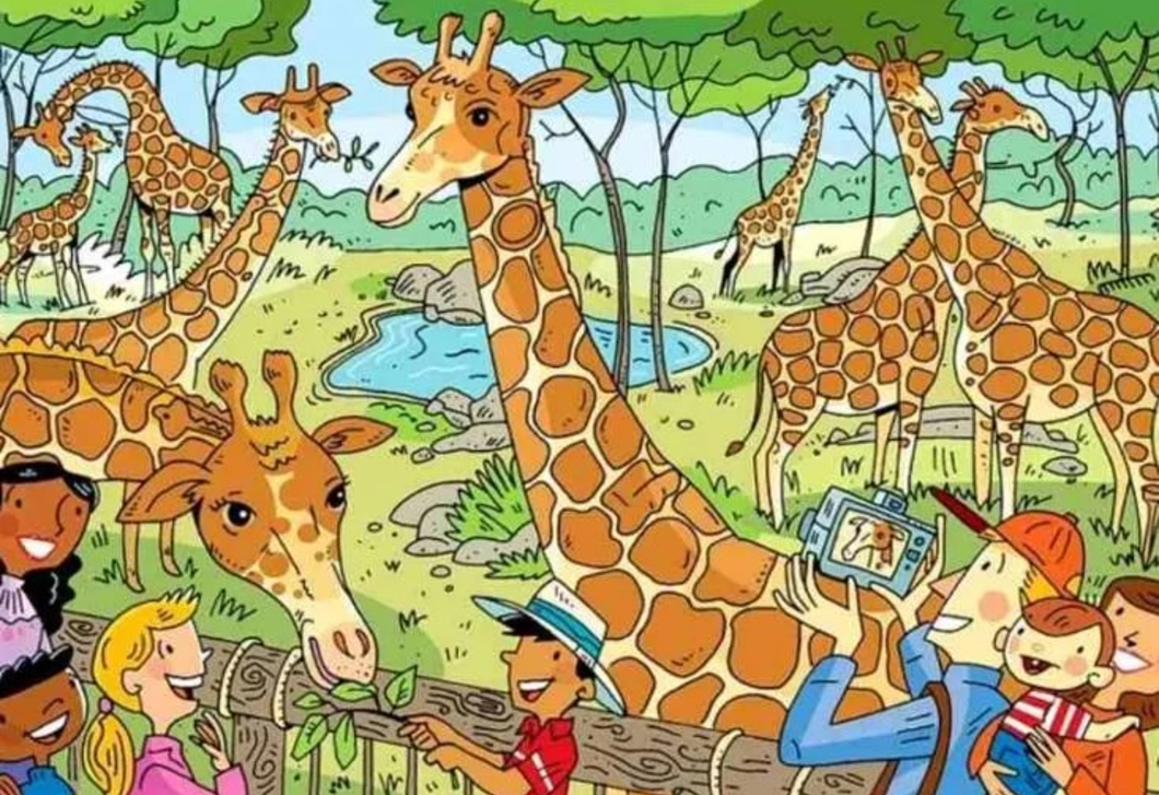 A zsiráfokat mindenki látja, de vajon az elrejtett répát megtalálod a képen 7 másodperc alatt?