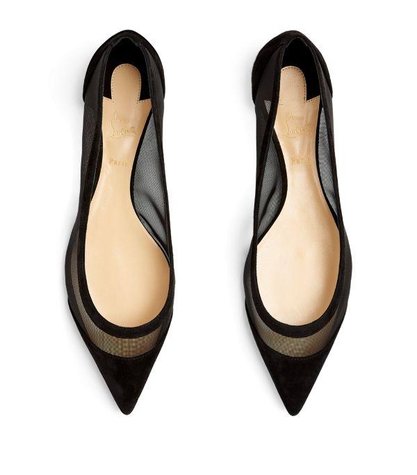 Christian Louboutin Galativi suede and mesh point-toe flats 545 €