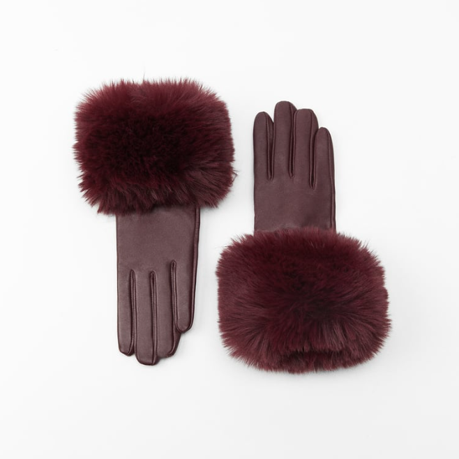 ZARA Leather gloves with faux fur 11 995 Ft 