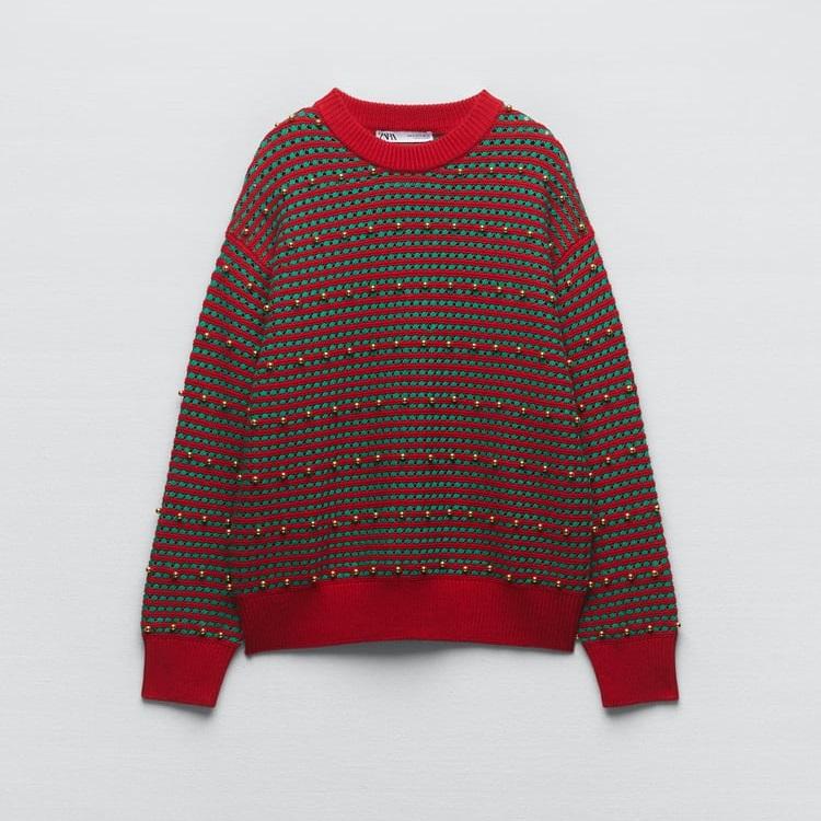 ZARA Beaded knit christmas sweater 14 595 Ft 