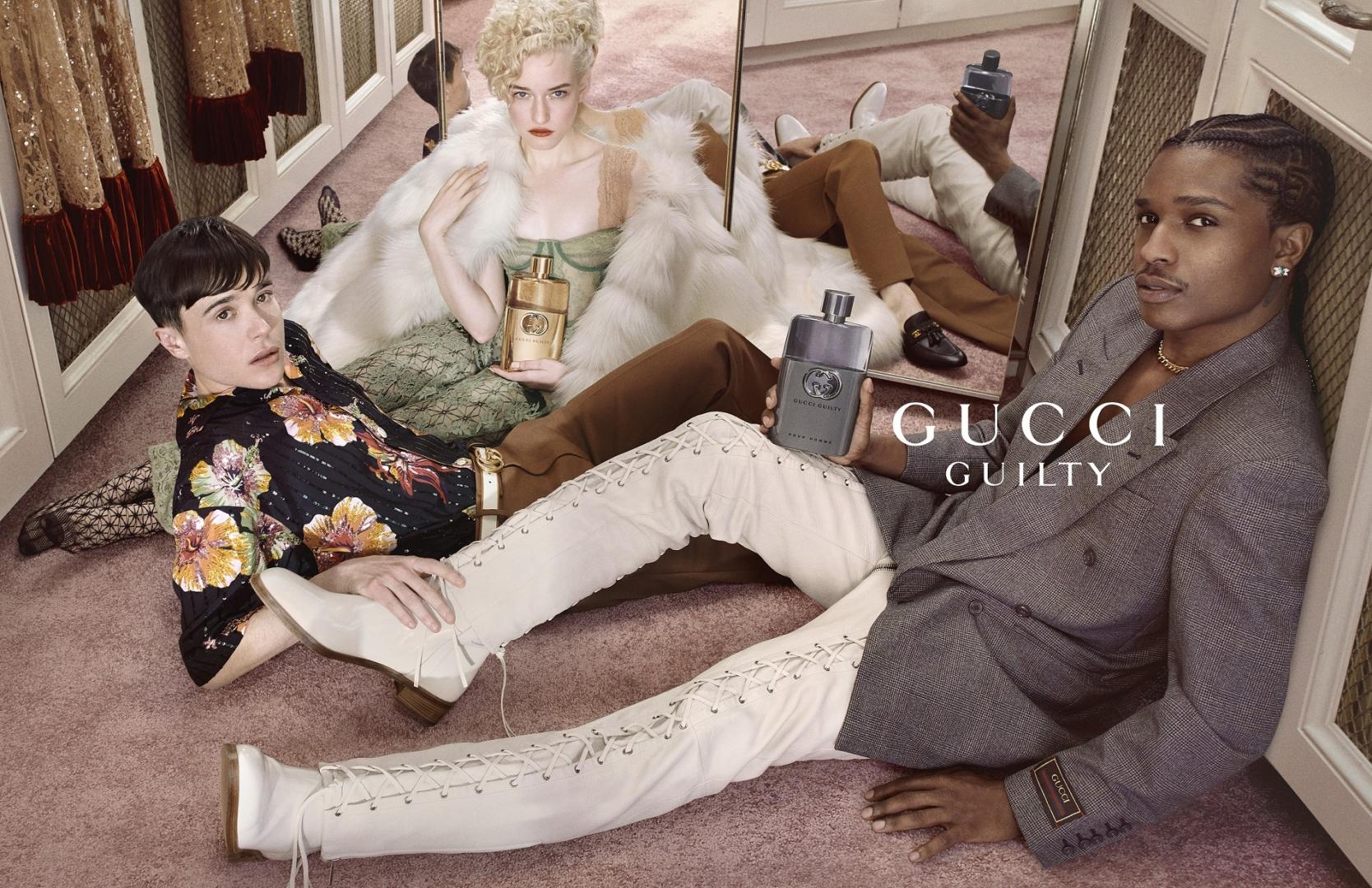 Gucci Guilty fotózáson Page Elliot, Julia Garner és Asap Rocky